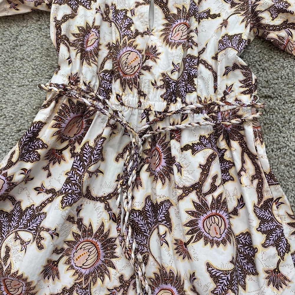 A.L.C. Adelaide Floral Print Tie Waist Short Puff Sleeve Dress - Picture 4 of 7